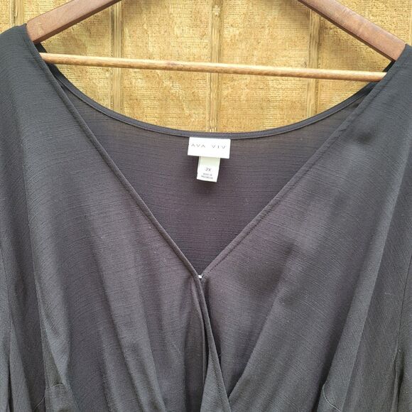 Ava & Viv Black Flounce Above The Knee Ballon Sleeve Dress Womens Size 2X - Picture 2 of 11